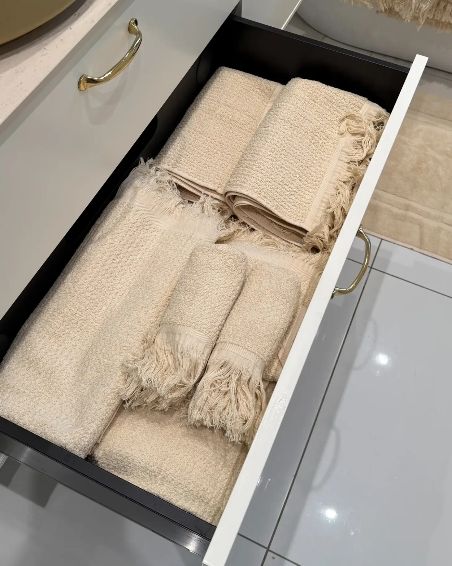 Sæt af 9 håndklæder ATIU Bomuldsfrotté Beige