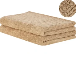 Sæt af 2 håndklæder MITIARO Bomuldsfrotté Sand Beige