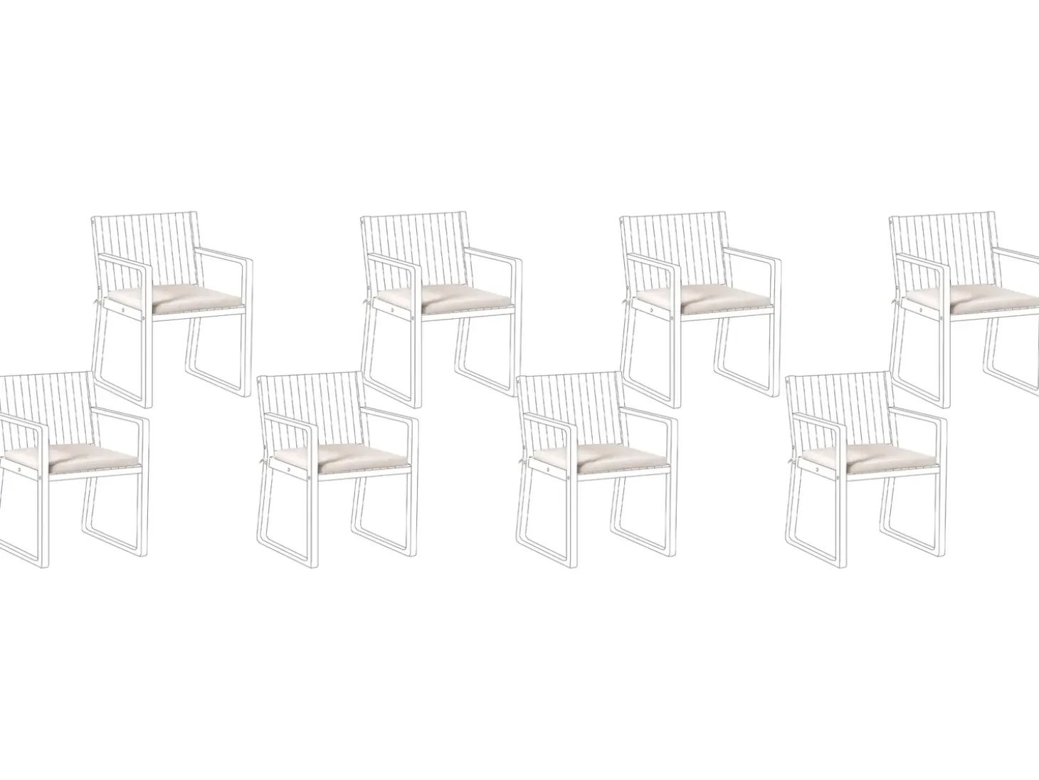Sæt af 8 hynder til havestol SASSARI PREMIUM 46 x 46 cm Lys Beige