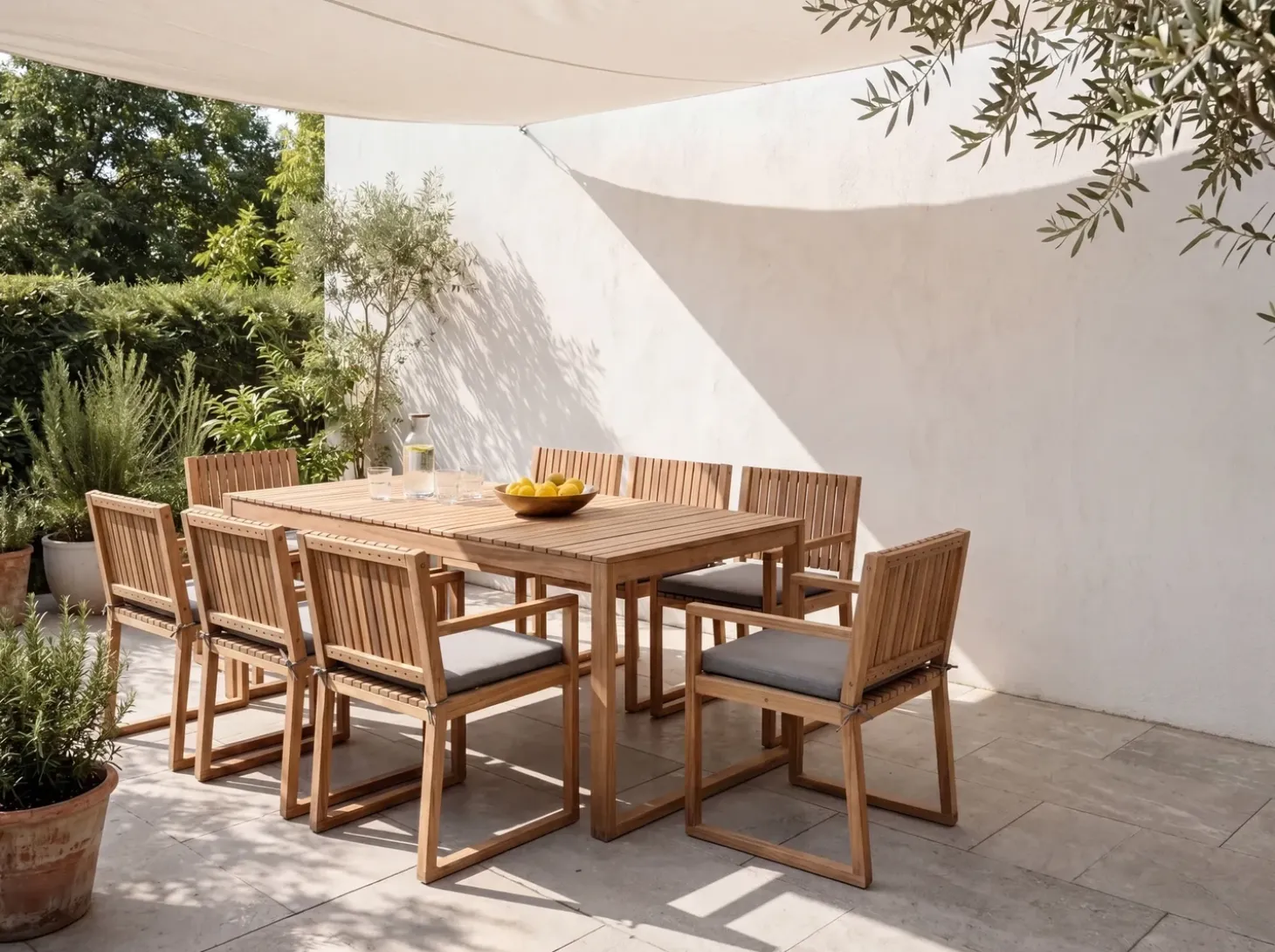 Sæt af 8 hynder til havestol SASSARI PREMIUM 46 x 46 cm Grå melange