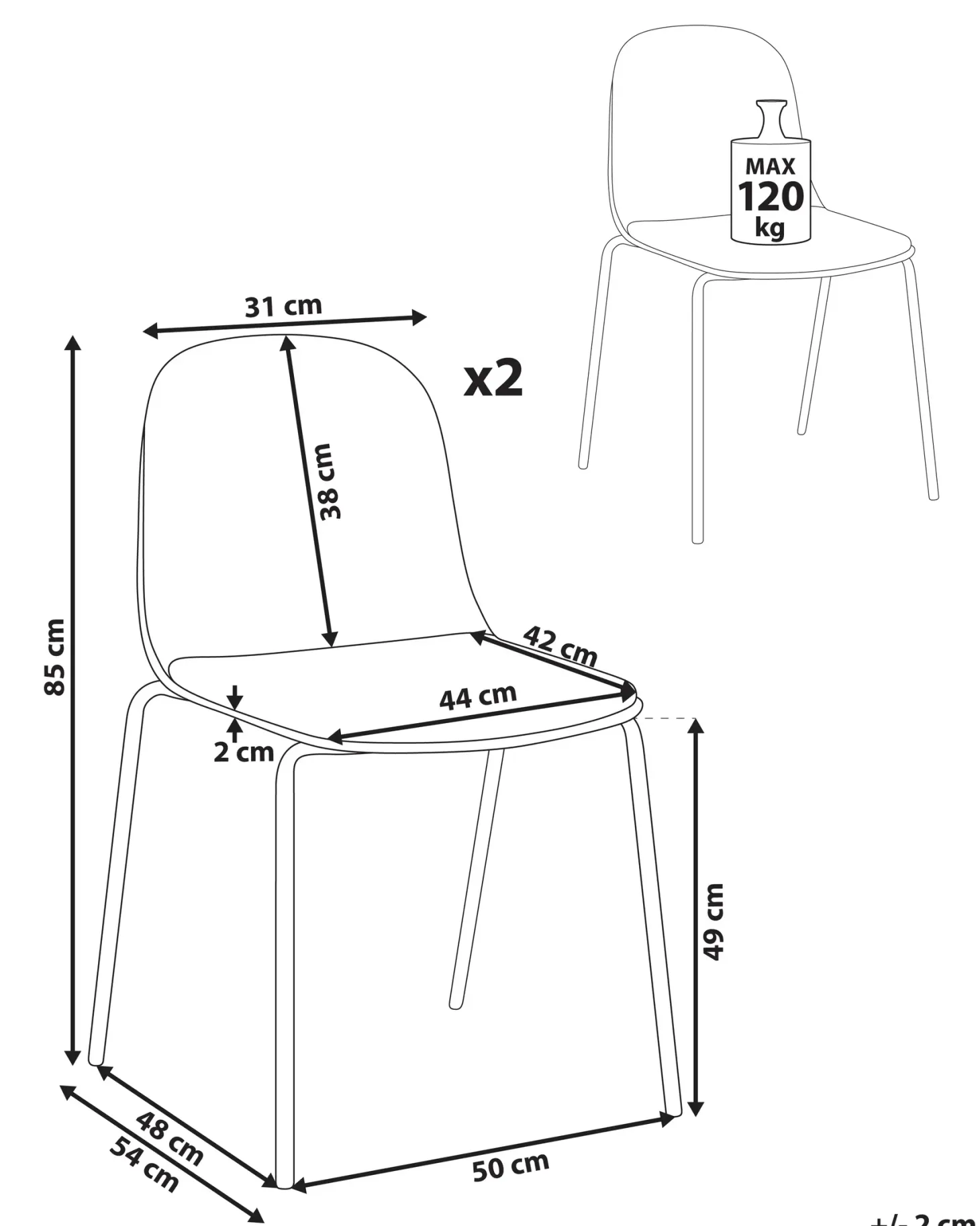 Sæt af 2 konferencestole DORR Brungrå