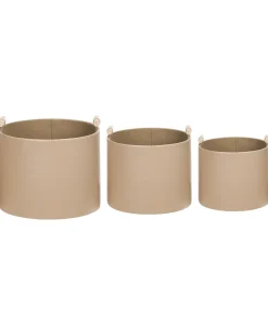 Sæt af 3 kurve ARAM Kunstlæder Beige