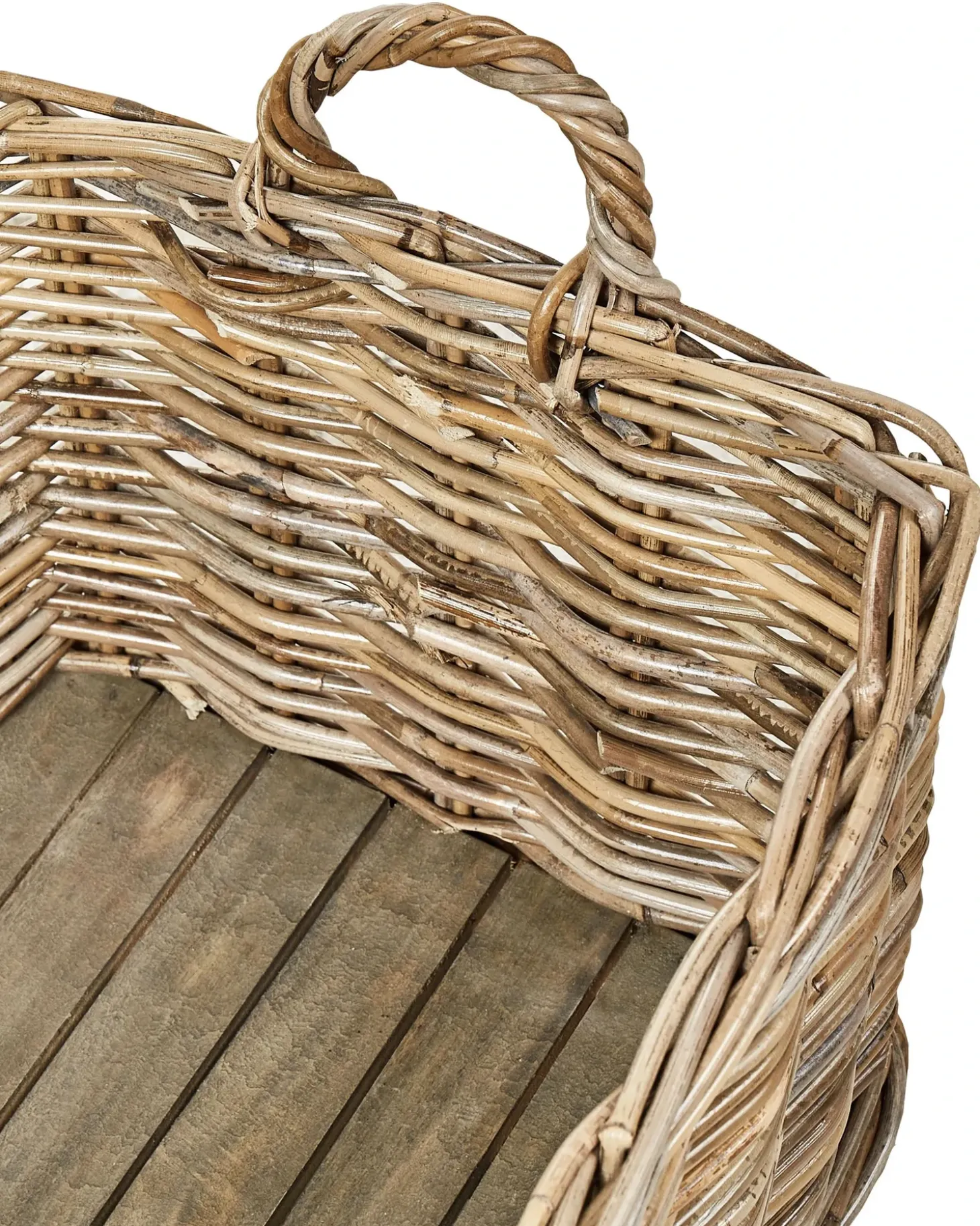 Sæt af 2 kurve KITIM med hjul Rattan Naturlig