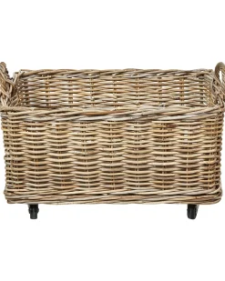 Sæt af 2 kurve KITIM med hjul Rattan Naturlig
