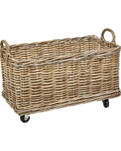 Sæt af 2 kurve KITIM med hjul Rattan Naturlig
