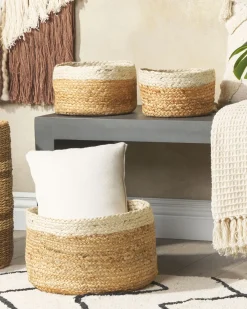 Sæt af 3 kurve TAJORI Jute Naturlig