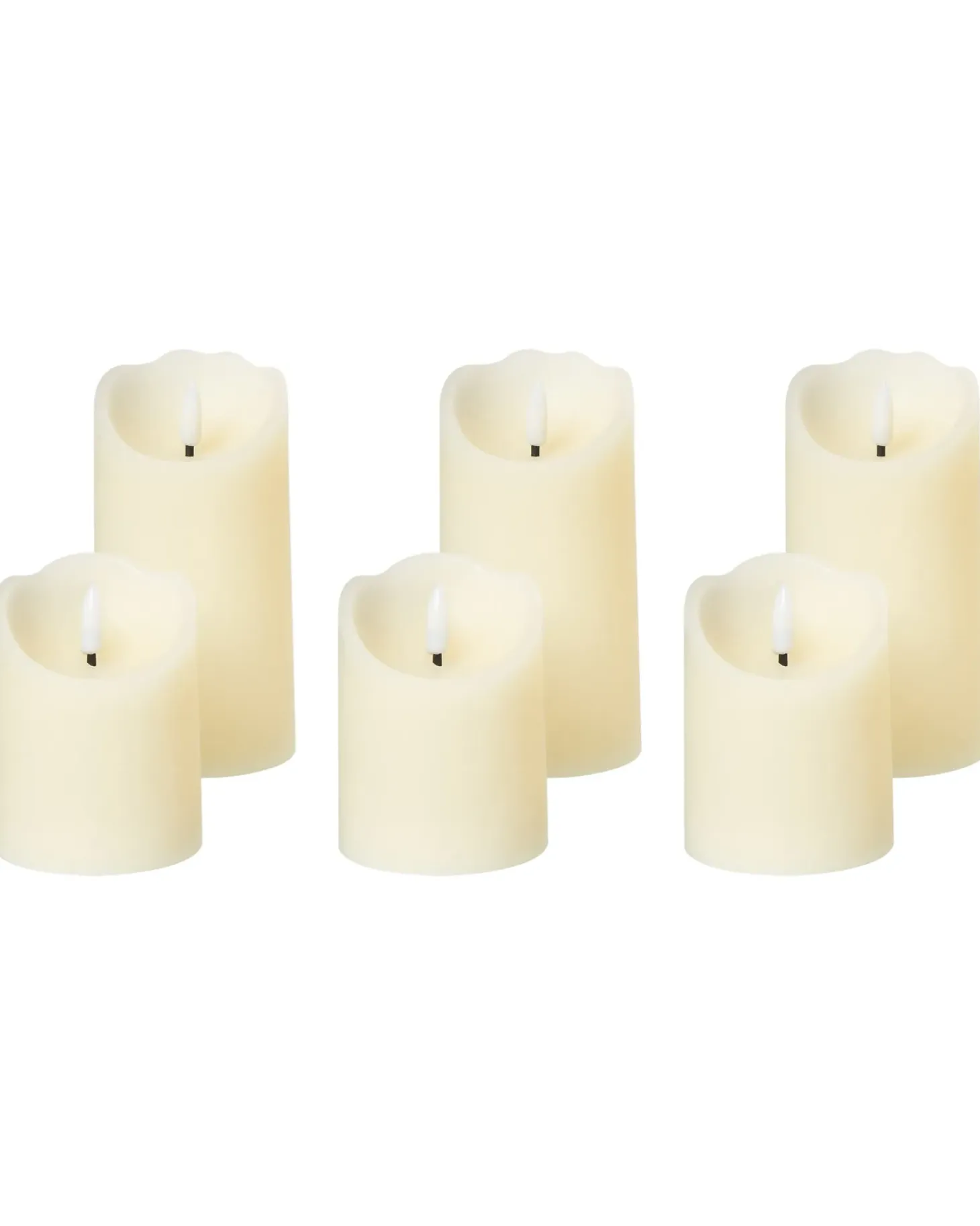 Sæt af 6 LED-stearinlys AMOREA 10/15 cm Cremehvid