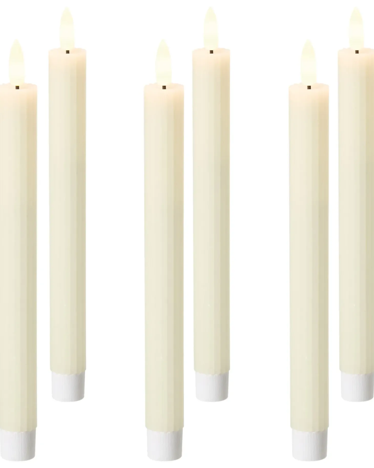 Sæt af 6 LED-stearinlys SAPHIR 24 cm Cremehvid
