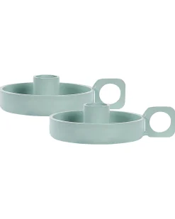 Sæt af 2 lysestager CHORIO Metal 4 cm Mintgrøn