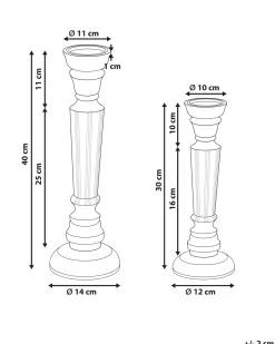 Sæt af 2 lysestager DARWA Mangotræ 30/40 cm Lysebrun