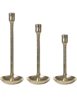 Sæt af 3 lysestager LIWUNG Metal 27/33/38 cm Guld