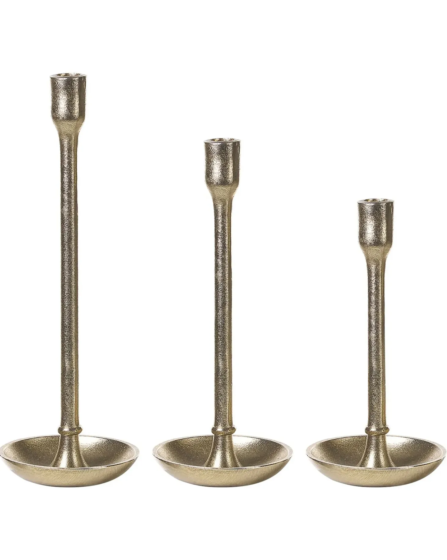 Sæt af 3 lysestager LIWUNG Metal 27/33/38 cm Guld