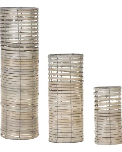 Sæt af 3 lysestager ROVARE Poppeltræ 60/39/25 cm Grå