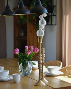 Sæt af 2 lysestager SALAMINA Metal 63/49 cm Guld