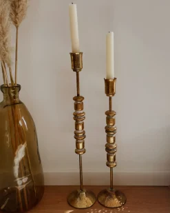 Sæt af 2 lysestager SALAMINA Metal 63/49 cm Guld