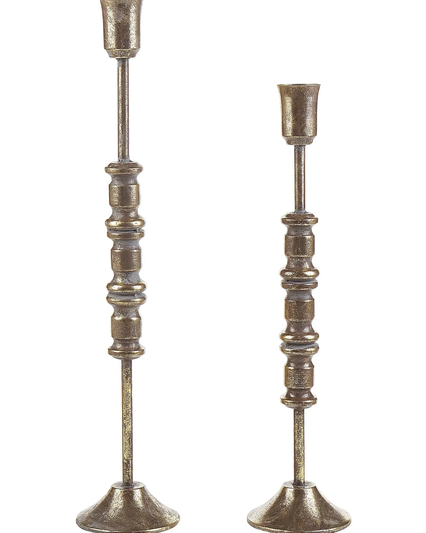 Sæt af 2 lysestager SALAMINA Metal 63/49 cm Guld
