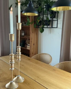 Sæt af 2 lysestager SALAMINA Metal 63/49 cm Guld