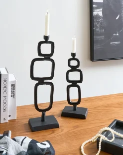 Sæt af 2 lysestager SIPANJE Metal 35/48 cm Sort