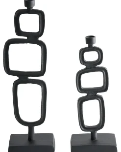 Sæt af 2 lysestager SIPANJE Metal 35/48 cm Sort