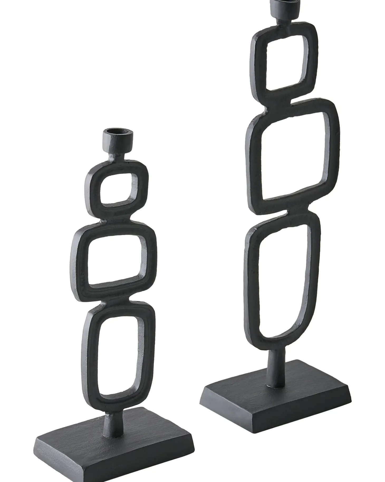 Sæt af 2 lysestager SIPANJE Metal 35/48 cm Sort