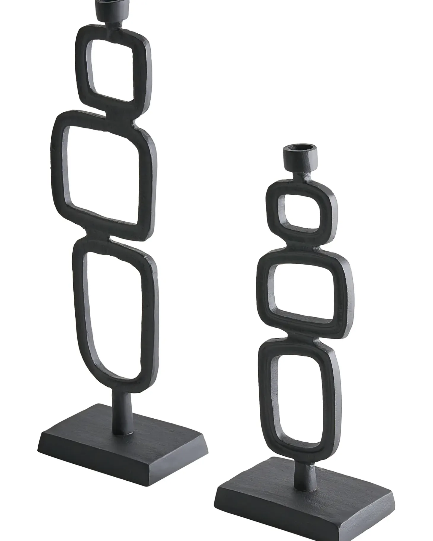 Sæt af 2 lysestager SIPANJE Metal 35/48 cm Sort
