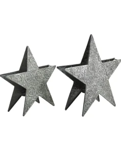 Sæt af 2 lysestager TORNIO Metal 30/26 cm Sølv