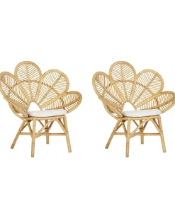 Sæt af 2 påfuglestole FLORENTINE Rattan Naturlig
