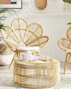 Sæt af 2 påfuglestole FLORENTINE Rattan Naturlig