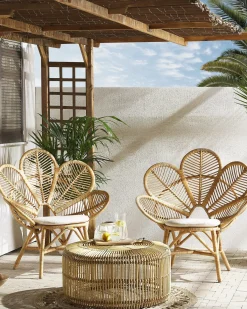 Sæt af 2 påfuglestole FLORENTINE Rattan Naturlig