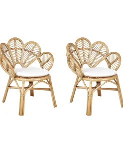 Sæt af 2 påfuglestole FLORENTINE II Rattan Naturlig