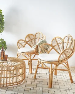 Sæt af 2 påfuglestole FLORENTINE II Rattan Naturlig