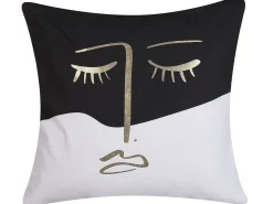 Sæt af 2 pyntepuder ABELIA Bomuld 45 x 45 cm Sort/hvid Abstraktmønster