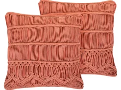 Sæt af 2 pyntepuder AKKOY Bomuld 45 x 45 cm Orange Geometrisk mønster