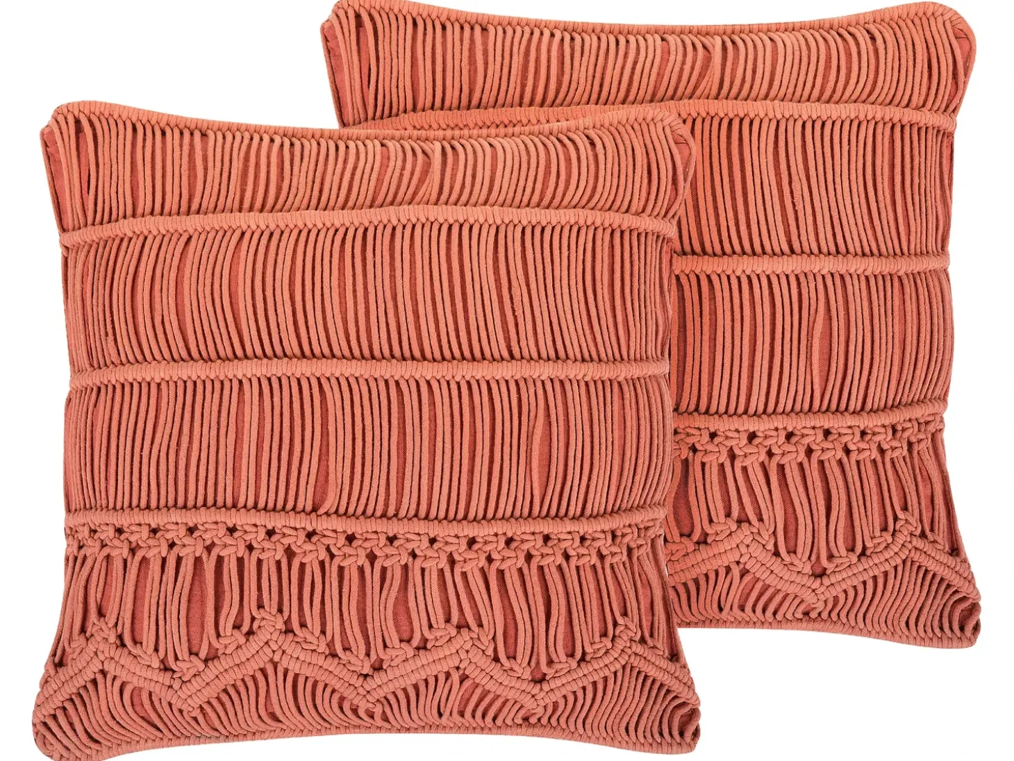 Sæt af 2 pyntepuder AKKOY Bomuld 45 x 45 cm Orange Geometrisk mønster