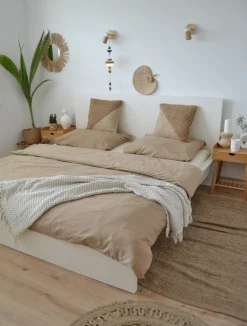 Sæt af 2 pyntepuder ASLANAPA Bomuld 45 x 45 cm Beige Ensfarvet