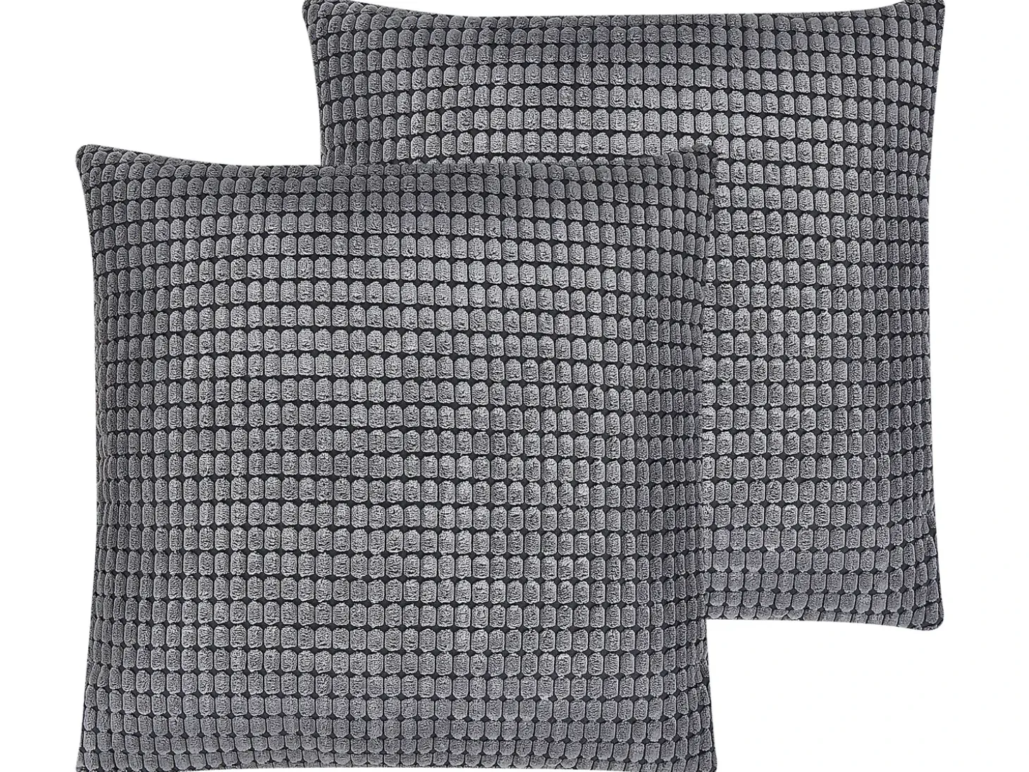 Sæt af 2 pyntepuder ASPIDISTRA Velour 45 x 45 cm Grå Geometrisk mønster
