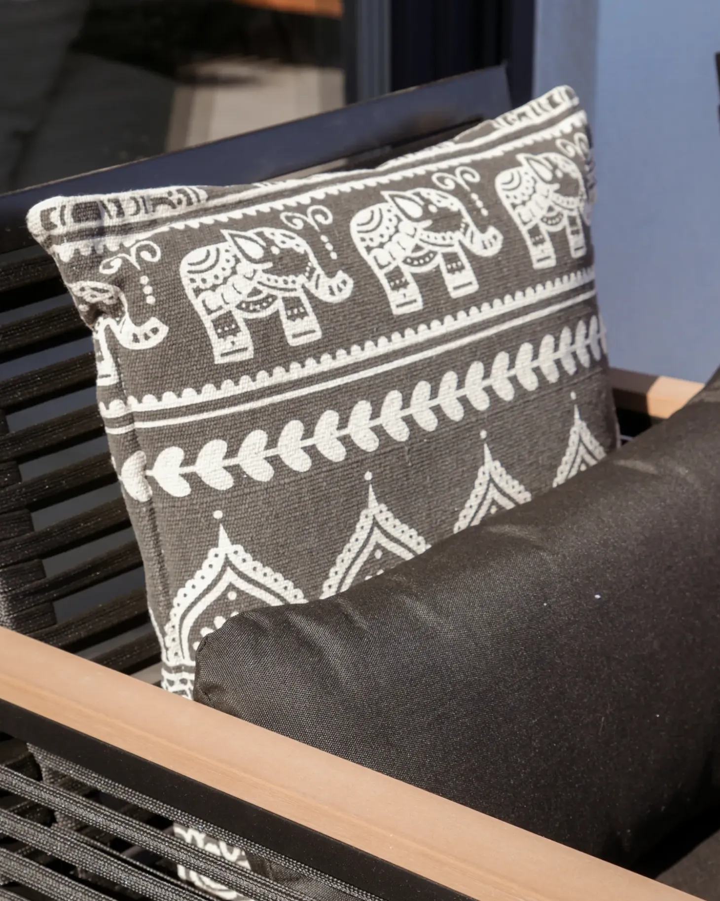 Sæt af 2 pyntepuder ATABAGI Bomuld 45 x 45 cm Sort Orientalsk mønster