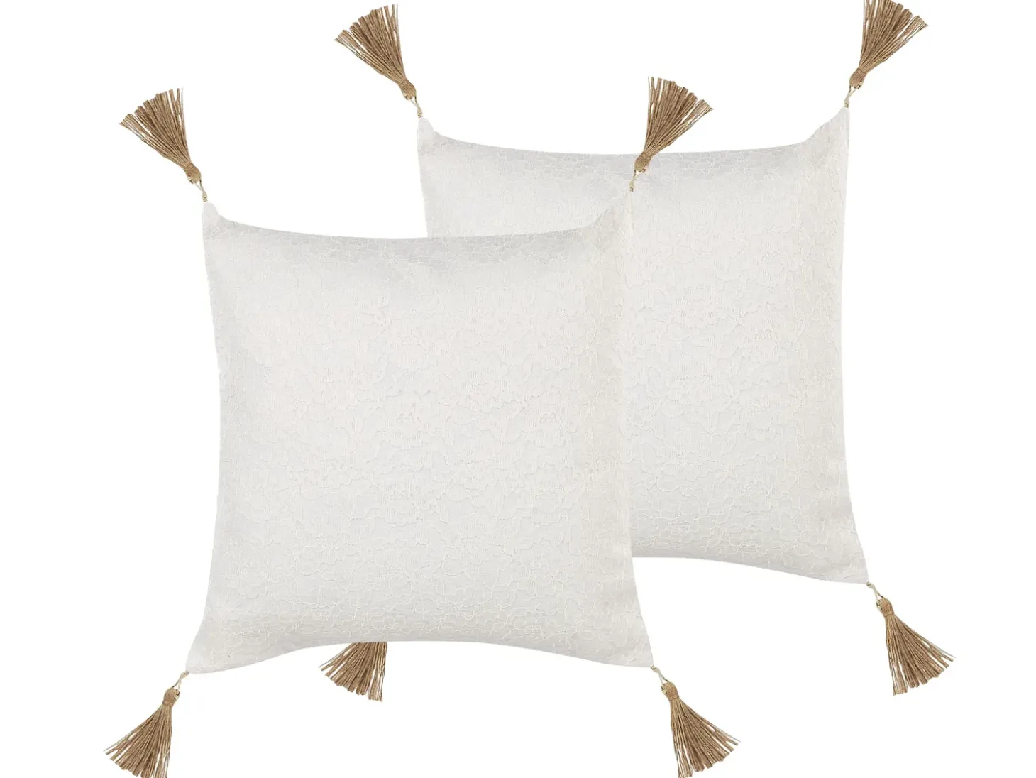 Sæt af 2 pyntepuder AZALEA 45 x 45 cm Lys Beige Ensfarvet