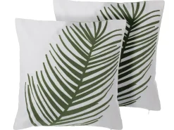 Sæt af 2 pyntepuder AZAMI Bomuld 45 x 45 cm Mørkegrøn Plante mønster