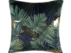 Sæt af 2 pyntepuder BELLEROSE Velour 45 x 45 cm Mørkegrøn Plante mønster
