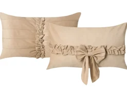 Sæt af 2 pyntepuder BELLE Velour 30 x 50 cm Beige Ensfarvet
