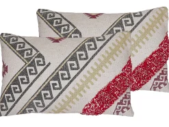 Sæt af 2 pyntepuder BETULA Bomuld 30 x 50 cm Beige Geometrisk mønster