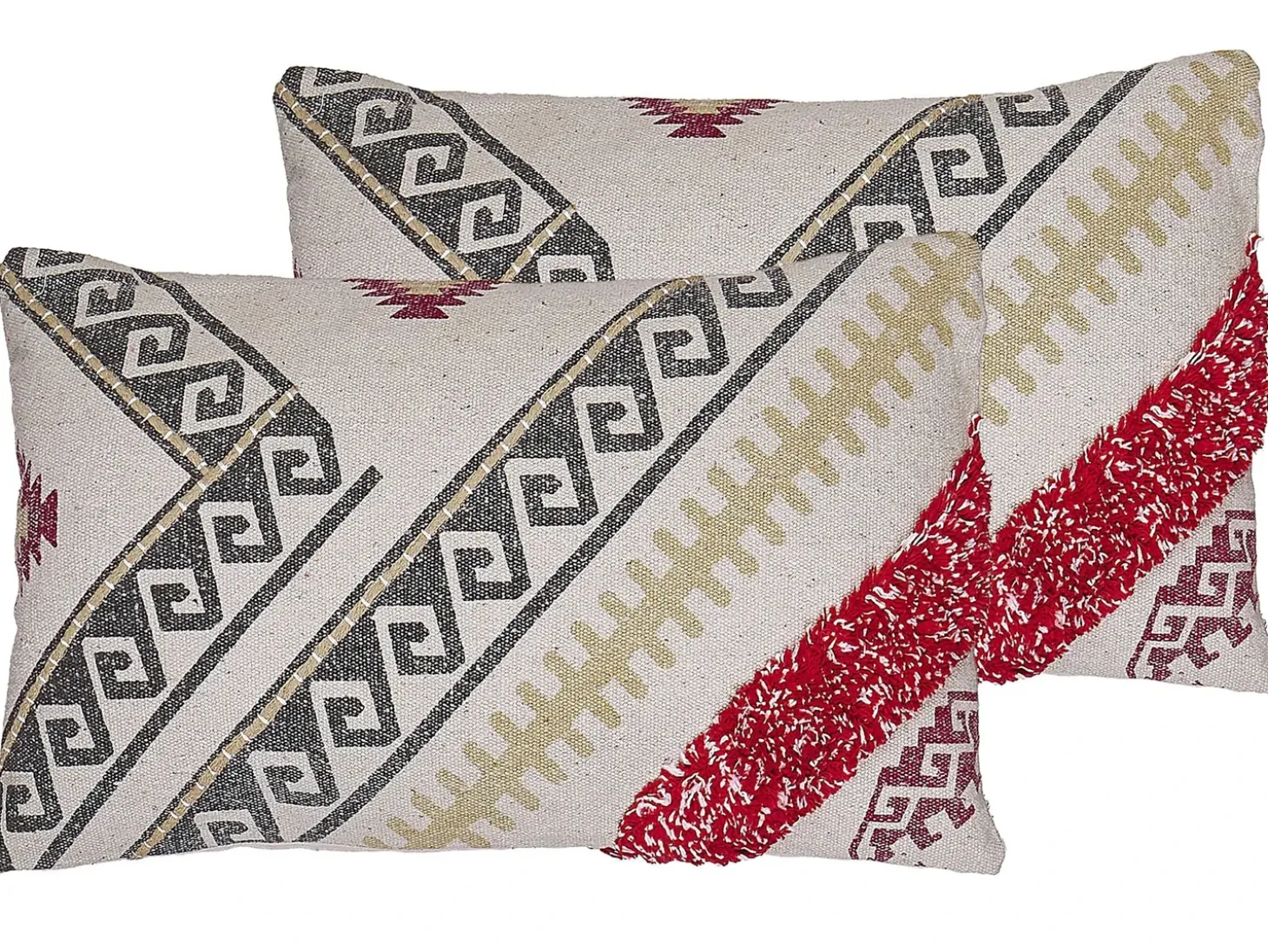 Sæt af 2 pyntepuder BETULA Bomuld 30 x 50 cm Beige Geometrisk mønster