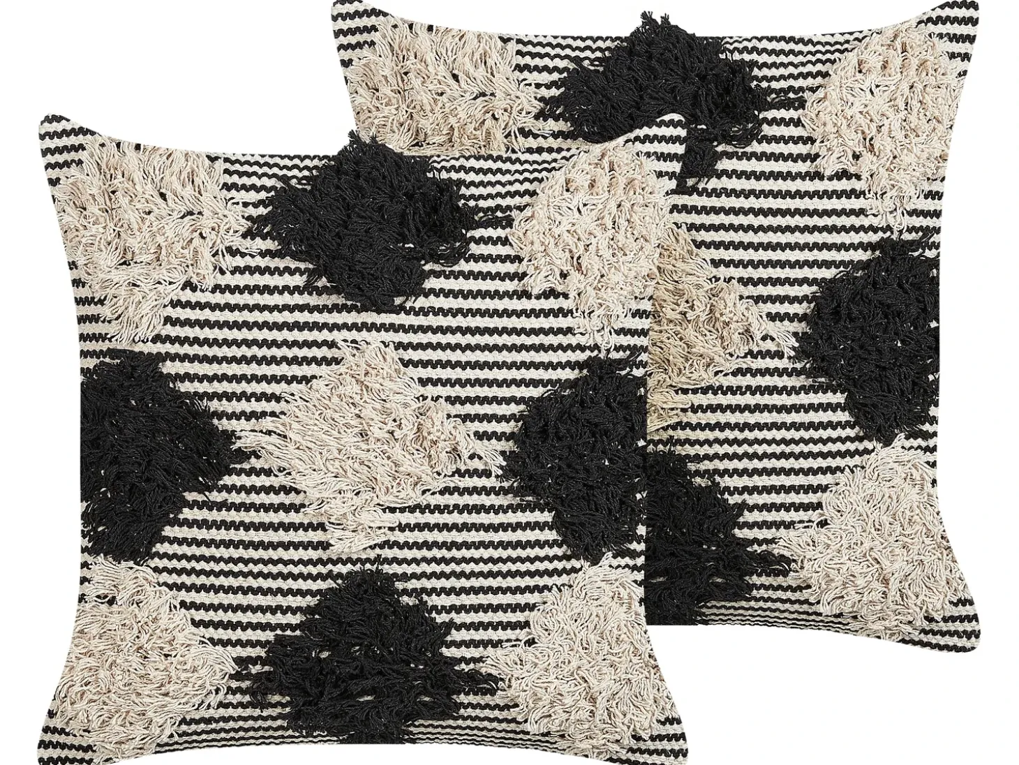 Sæt af 2 pyntepuder BHUSAWAL Bomuld 50 x 50 cm Sort Geometrisk mønster