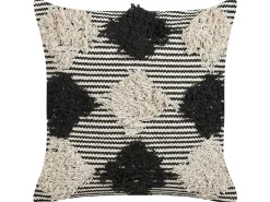 Sæt af 2 pyntepuder BHUSAWAL Bomuld 50 x 50 cm Sort Geometrisk mønster