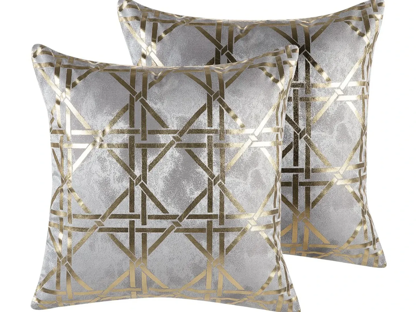Sæt af 2 pyntepuder CASSIA 45 x 45 cm Grå Geometrisk mønster