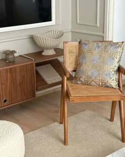 Sæt af 2 pyntepuder CASSIA 45 x 45 cm Grå Geometrisk mønster