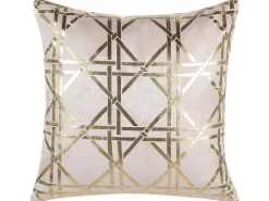 Sæt af 2 pyntepuder CASSIA 45 x 45 cm Lyserød Geometrisk mønster