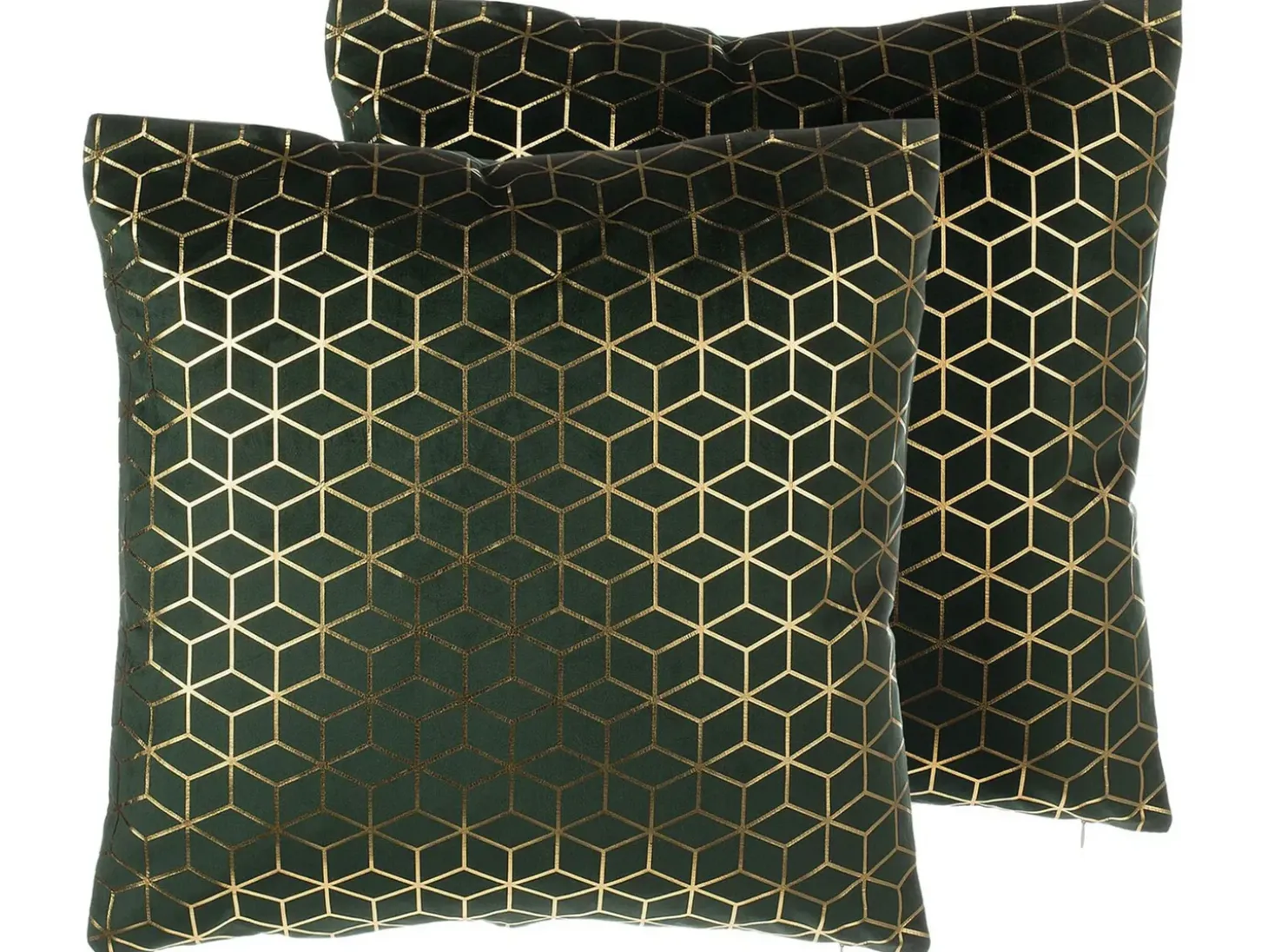 Sæt af 2 pyntepuder CELOSIA Velour 45 x 45 cm Mørkegrøn Geometrisk mønster