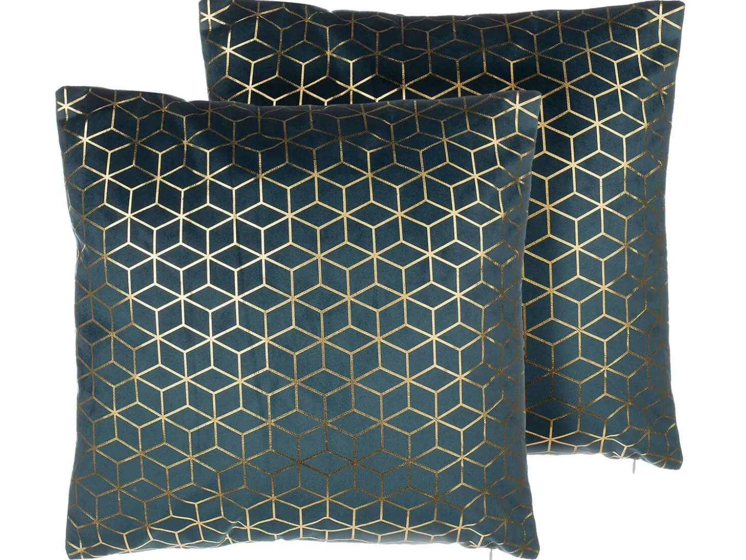 Sæt af 2 pyntepuder CELOSIA Velour 45 x 45 cm Blågrøn Geometrisk mønster